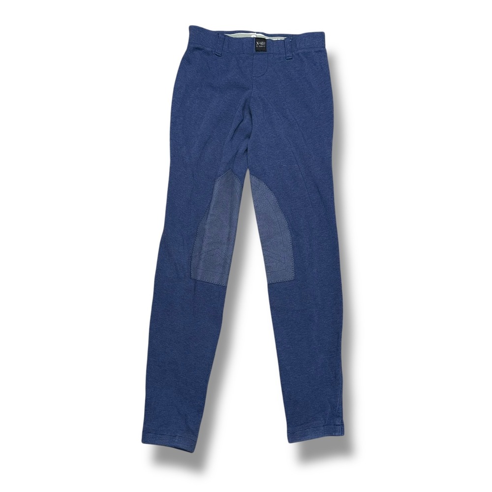 X-Wear by Devon Aire Kids Blue Denim Print Riding Breeches Stirrup‎ Pants Size L